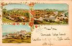  
'Elmina, Gold-Coast, West-Africa'. Three colour drawings after photographs. Top left: 'Roman Catholic Mission', top right: 'Elmina, view of the town (Stadtansicht)', bottom left: 'Elmina Castle'. Postmark and inscription: 26 October 1910.
Verlag v. Konrad Koberg, Wandsbek b/ Hamburg.